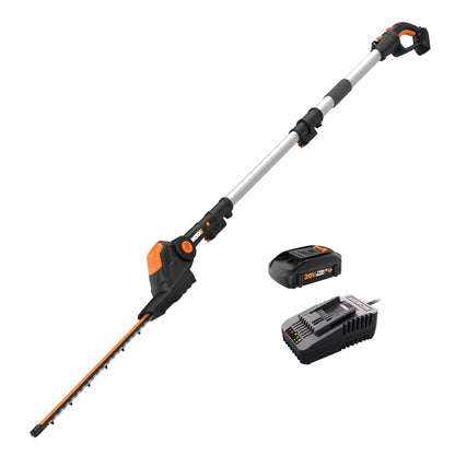 WORX WG252 20V 20" Cordless Hedge Trimmer, Reach Up to 12 Feet, Extended Pole, 180° Rotation Head, PowerShare – Battery & Charger Included - Available at All In One Marketplace Canada