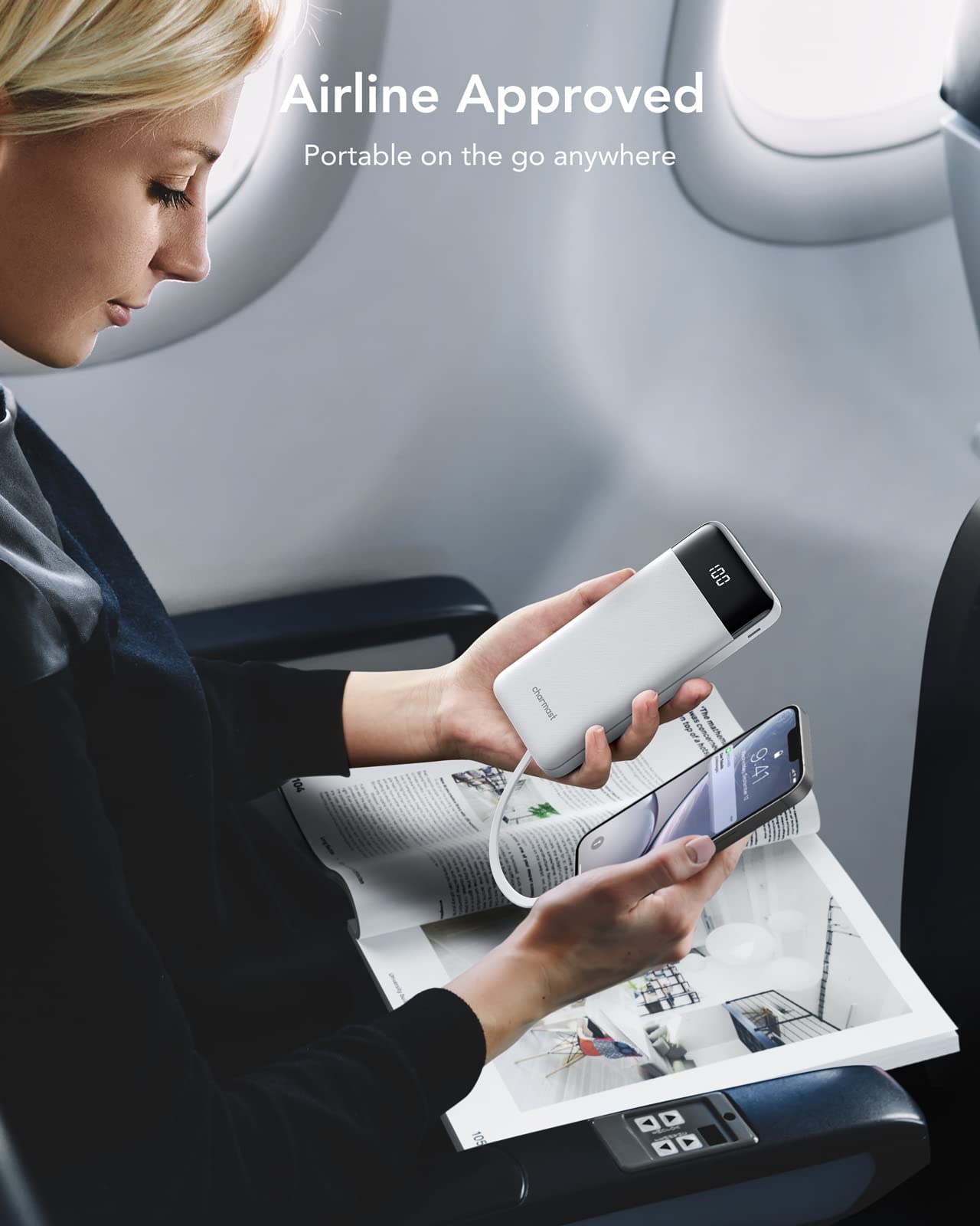Charmast Portable Charger with Built in Cables, Power Bank with Cords Wires, Slim 10000mAh Travel Battery Pack 6 Outputs 3 Inputs 3A Fast Charging for Samsung Google Pixel LG Moto iPhone iPad - Available at All In One Marketplace Canada