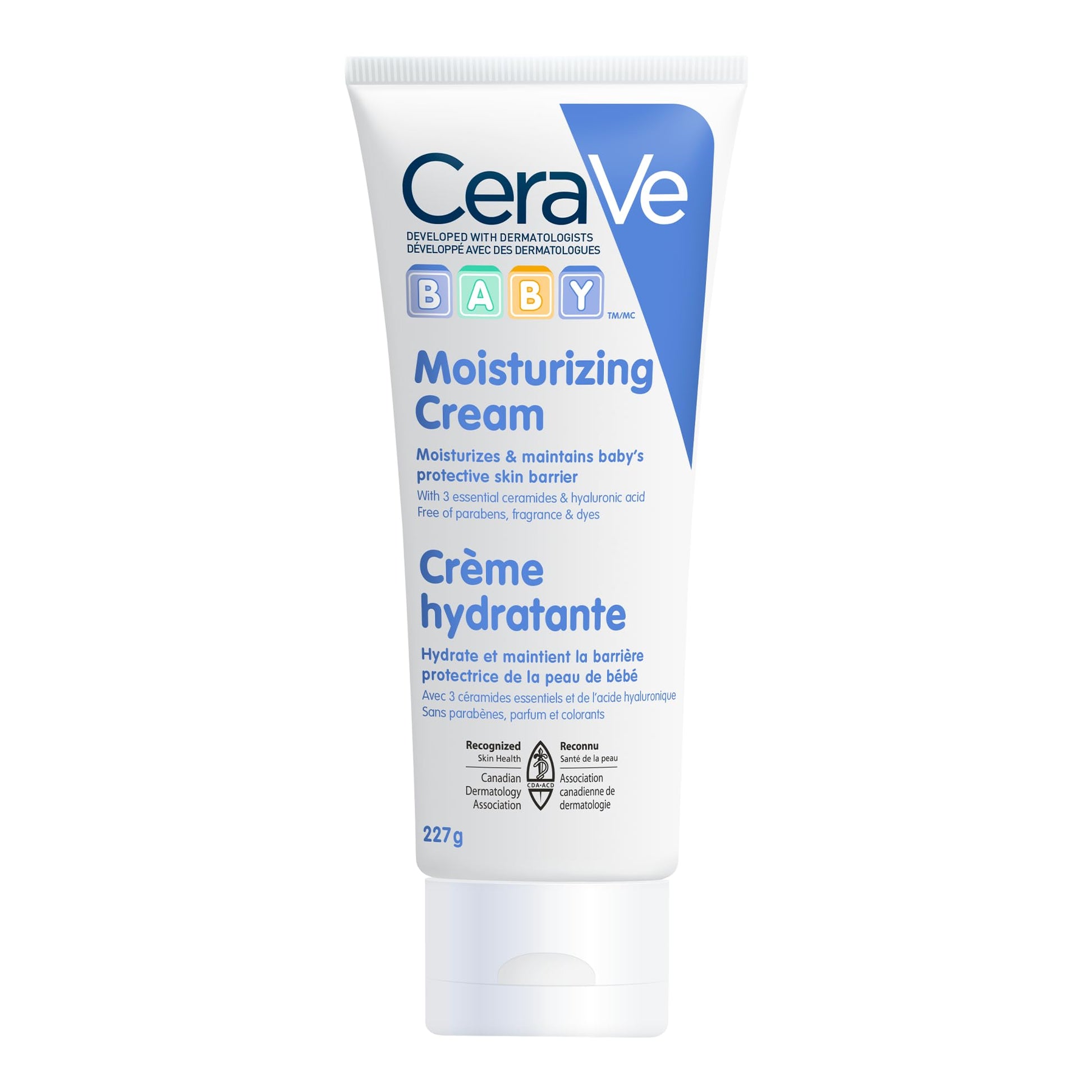 CeraVe BABY Moisturizing Cream, Gentle Baby Skincare For Face and Body with Ceramides and Hyaluronic Acid, Fragrance-Free, Paraben-Free & Dye-Free, Developed with Pediatric Dermatologists, 227GR