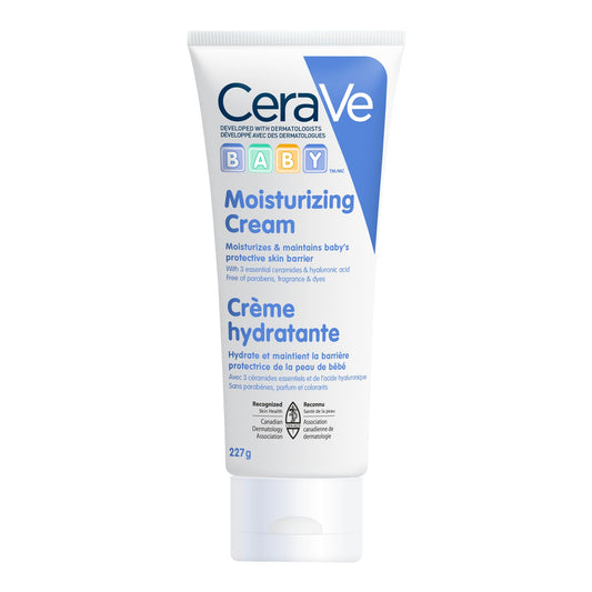 CeraVe BABY Moisturizing Cream, Gentle Baby Skincare For Face and Body with Ceramides and Hyaluronic Acid, Fragrance-Free, Paraben-Free & Dye-Free, Developed with Pediatric Dermatologists, 227GR