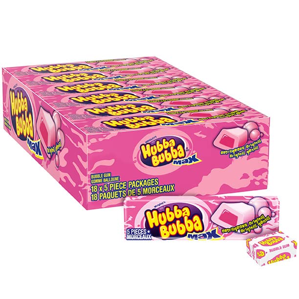 HUBBA BUBBA, Outrageous Original Flavoured Bubble Gum, 5 Pieces, 18 Packs
