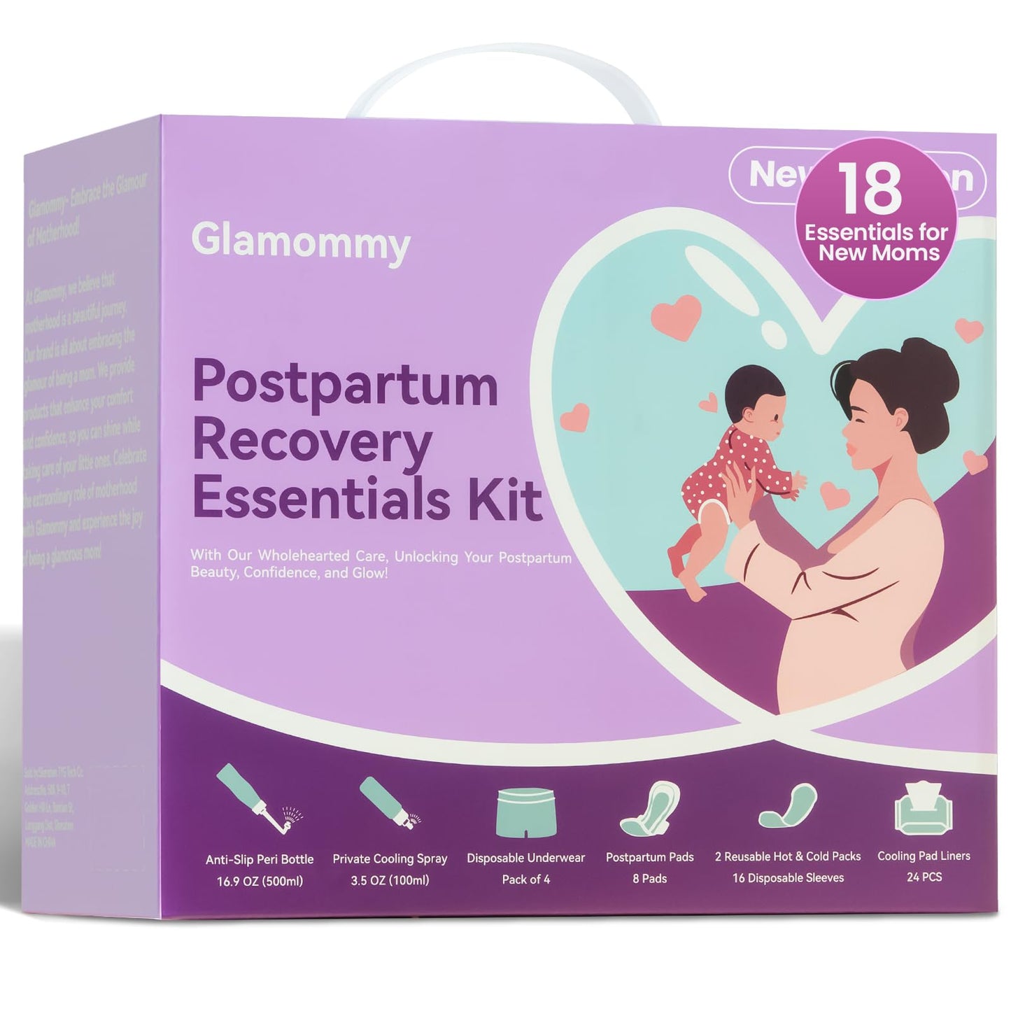 Postpartum Recovery Essentials Kit for Women, Labor & Delivery Postpartum Care, Peri Bottle, Cooling Spray, Disposable Postpartum Underwears, Postpartum Pads, Hot&Cold Packs, Soothing Liners - Available at All In One Marketplace Canada