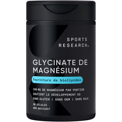 Sports Research® Magnesium Glycinate - Supports Bone Development & Muscle Function | 160mg of Chelated Elemental Magnesium w/Coconut MCT Oil | Non-GMO, Gluten & Soy Free - Liquid Softgels | 60 Count - Available at All In One Marketplace Canada