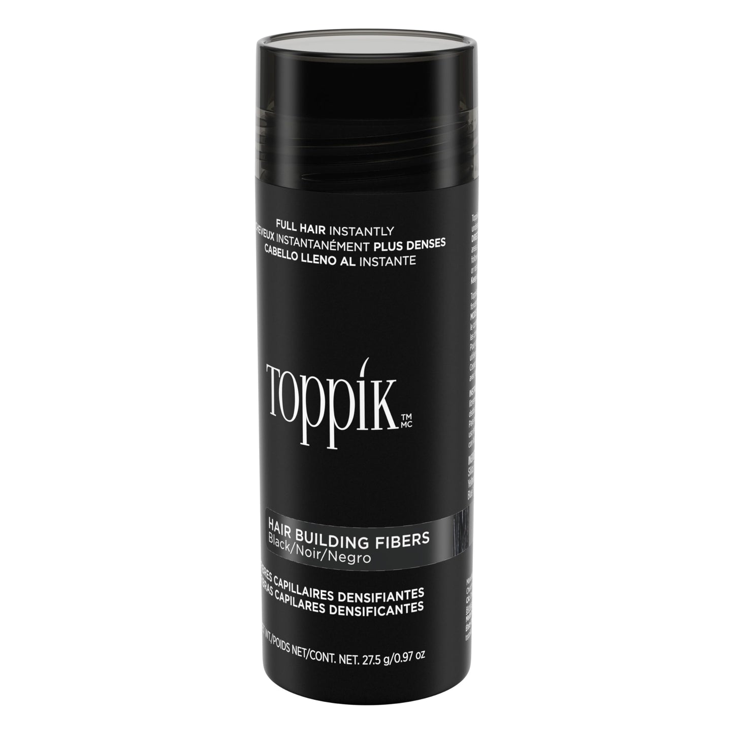 TOPPIK Hair Building Fibers, Black, VALUE SIZE 27.5 g, Fill In Fine or Thinning Hair, Instantly Thicker Looking, Multiple Shades for Men & Women