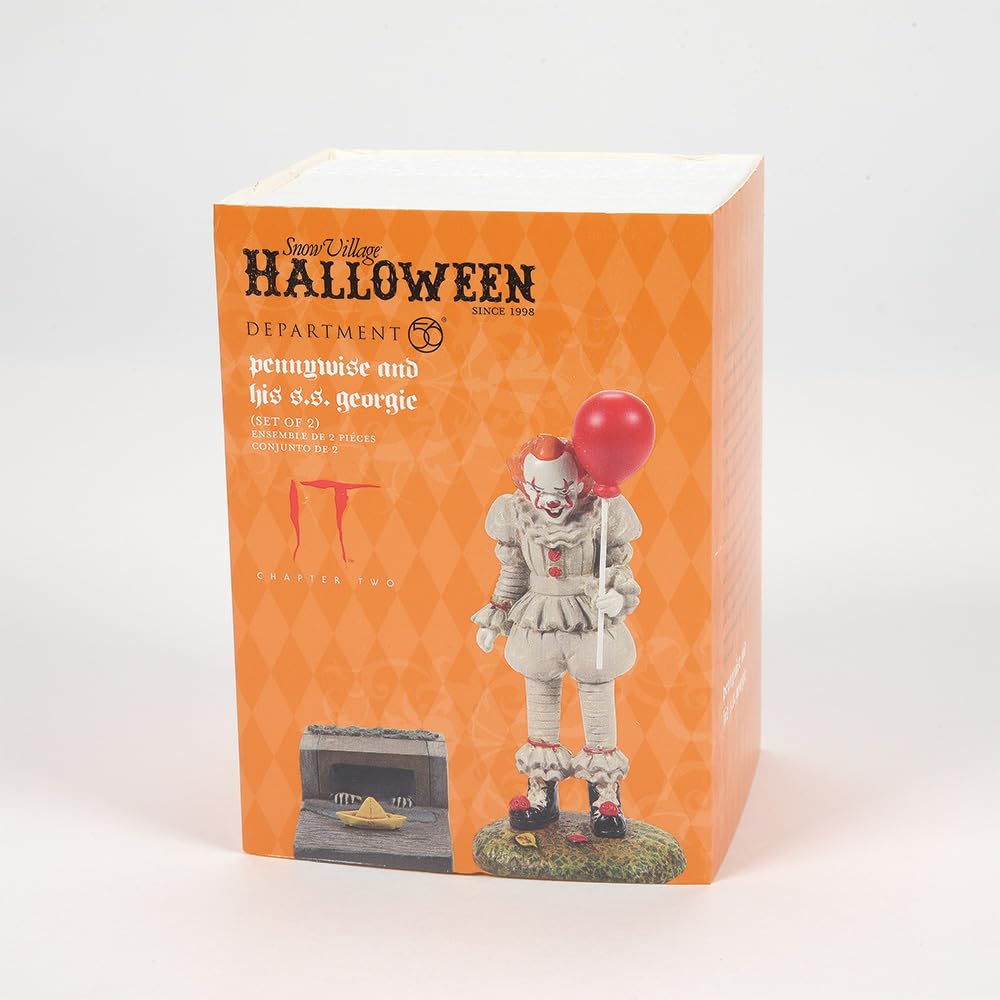 Department 56 Snow Village Accessories Halloween IT Chapter Two Pennywise and The S.S. Georgie Figurine Set, Standard, Multicolor