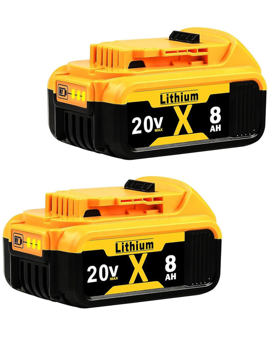 Replacement for Dewalt 20V MAX Battery 8.0Ah 2-Pack - High-Capacity Lithium Batteries Compatible with DCB208, DCB200, DCB206, DCB205, DCB204, DCB203, DCB180 - Longer Runtime for Dewalt Cordless Tools