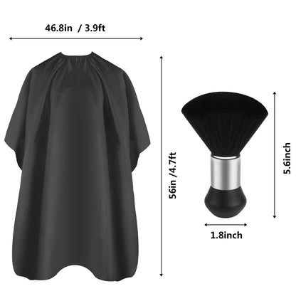 Professional Hair Cutting Cape with Neck Duster Brush, Salon Barber Cape, Hair Cutting Accessories (Solid color)