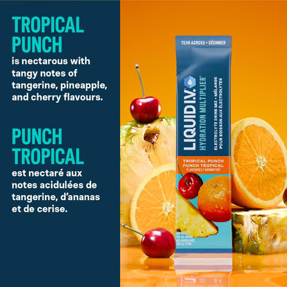 Liquid I.V. Hydration Multiplier Electrolyte Drink Mix - Enhanced Hydration Electrolyte Powder with Vitamins B3, B5, B6, B12 and C -18x On-the-go Sticks for Workout and Travel - Tropical Punch