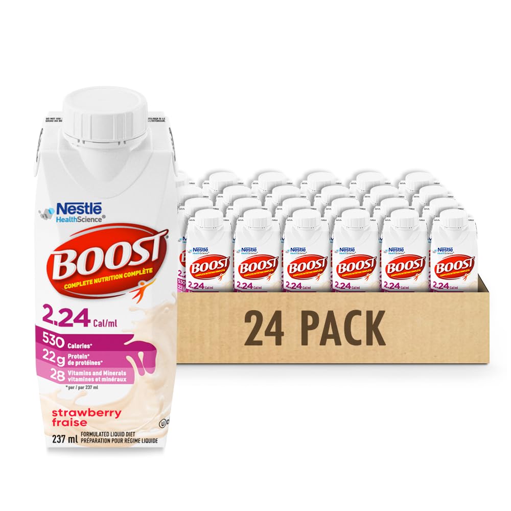 BOOST 2.24 Cal/mL Strawberry Nutritional Drink – 530 Calories, 22g Protein, 28 Vitamins & Minerals, 24-Pack Ready-to-Drink