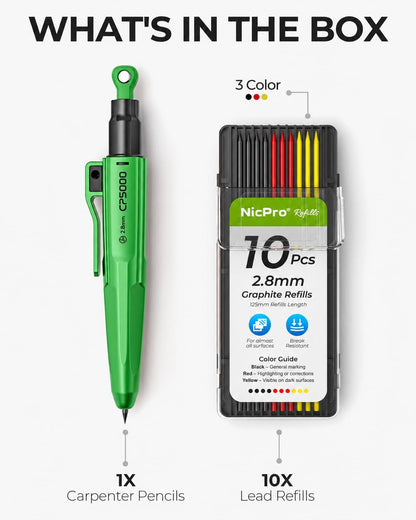 Nicpro CP5000 Carpenter Pencils Magnetic Armored for Father's HoliDay Gifts 🍁 All In One Marketplace Canada
