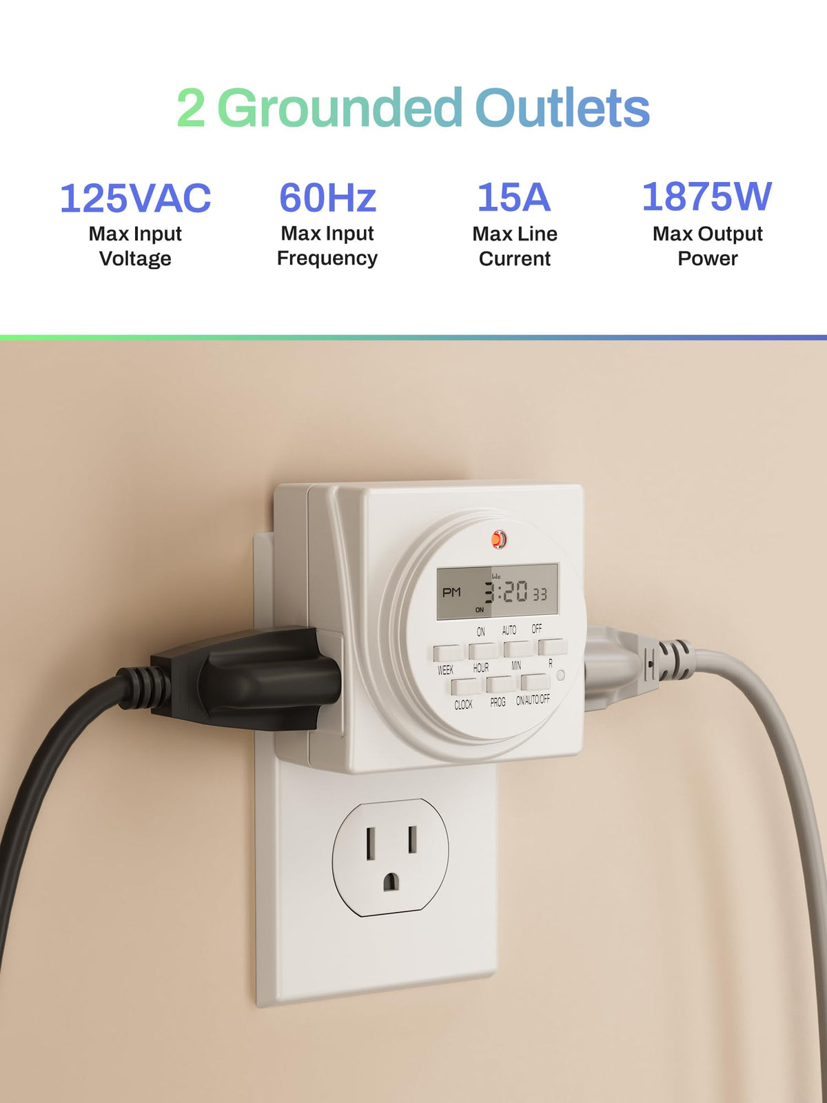 BN-LINK Indoor 7-Day Programmable Digital Timer Outlet, 2 Outlets, 2 Pack 🍁 All In One Marketplace Canada