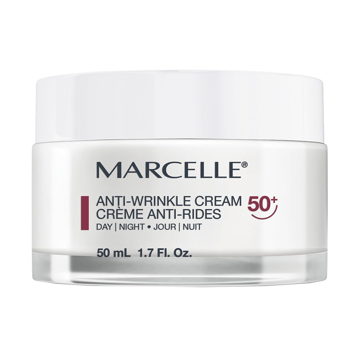 Marcelle Anti-Wrinkle Cream 50+, Day & Night, Anti-Aging Cream, Reduces Fine Lines & Wrinkles, 24H Hydration, Fragrance-Free, Hypoallergenic, Cruelty-Free, 50 mL - Available at All In One Marketplace Canada