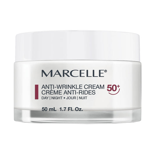Marcelle Anti-Wrinkle Cream 50+, Day & Night, Anti-Aging Cream, Reduces Fine Lines & Wrinkles, 24H Hydration, Fragrance-Free, Hypoallergenic, Cruelty-Free, 50 mL - Available at All In One Marketplace Canada