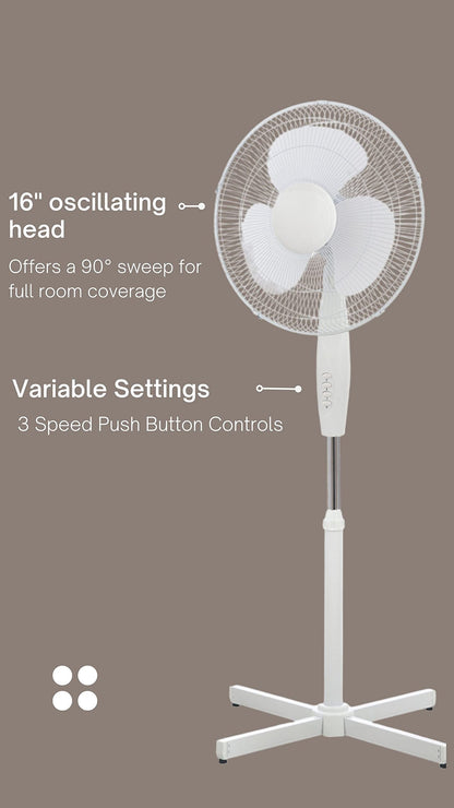 ToolTech Oscillating Pedestal Fan 16 Inch - Available at All In One Marketplace Canada