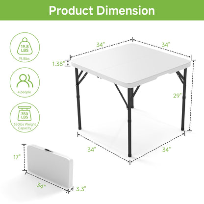 Real Relax 34" Square Folding Card Table with Handle