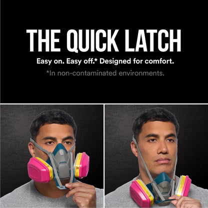 3M Pro Quick Latch Half Facepiece Reusable Respirator All-in-One Kit, Multi-purpose, M (1 Mask and 1-pair Cartridges) 3M