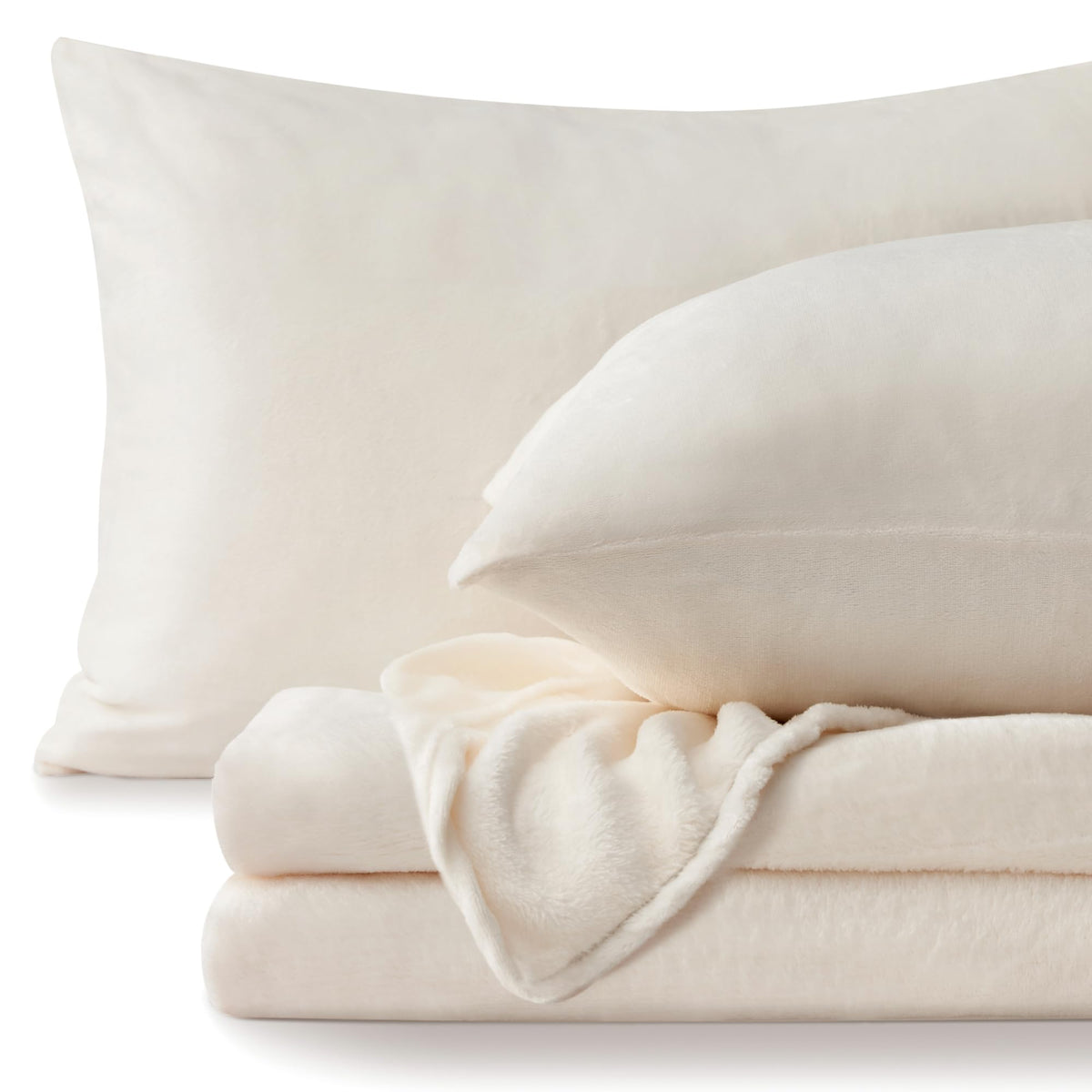 BEDELITE Flannel Sheets King Size Bed Set, White, 4 Pieces 🍁 All In One Marketplace Canada