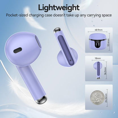 Wireless Earbuds, Bluetooth 5.4 in-Ear Headphones Wireless Bluetooth with ENC 4 Mics, Bluetooth Earbuds 50 Hour Noise-Cancelling Ear Buds with LED Indicator, IPX7 Waterproof for Sports/Work Purple
