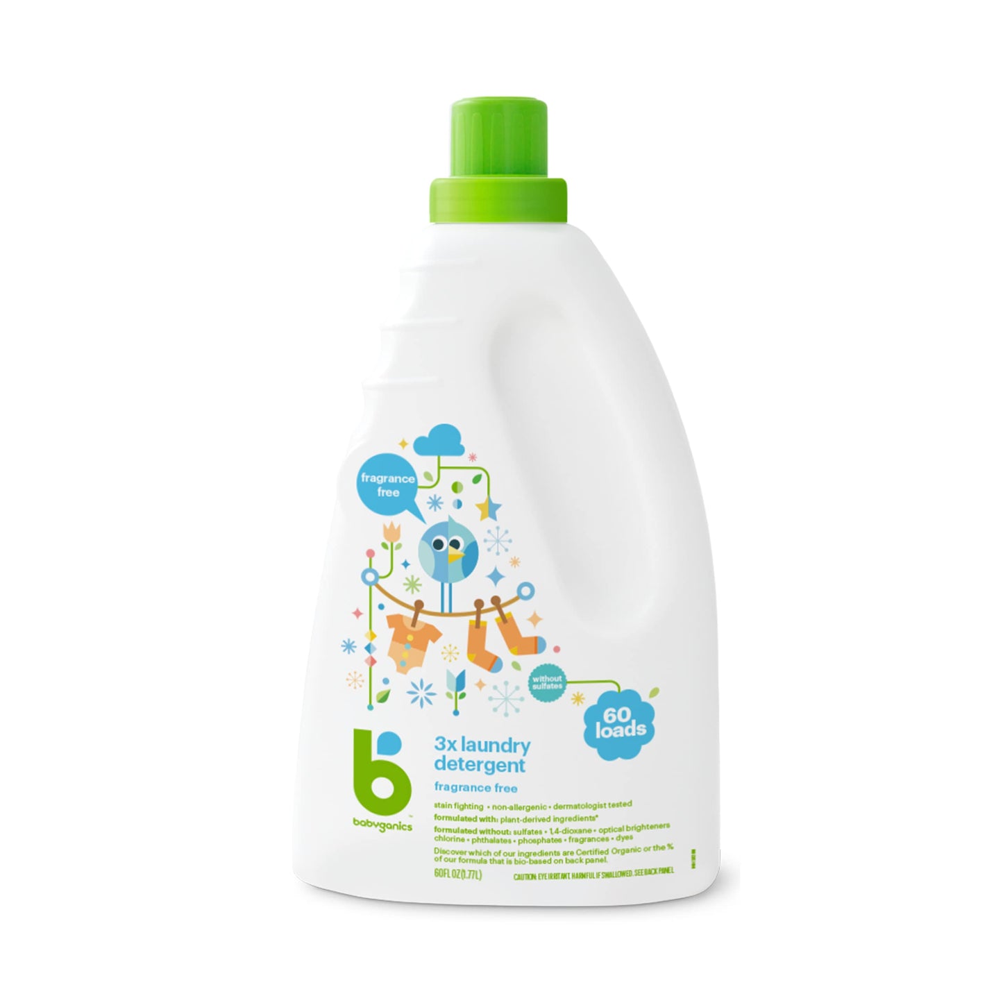 Babyganics Fragrance-Free Baby Laundry Detergent, Simple Ingredients for Gentle Care, Formulated for Delicate Fabrics & Skin, Dye Free, 1.77 Liter, Packaging May Vary 🍁 All In One Marketplace Canada BabyGanics