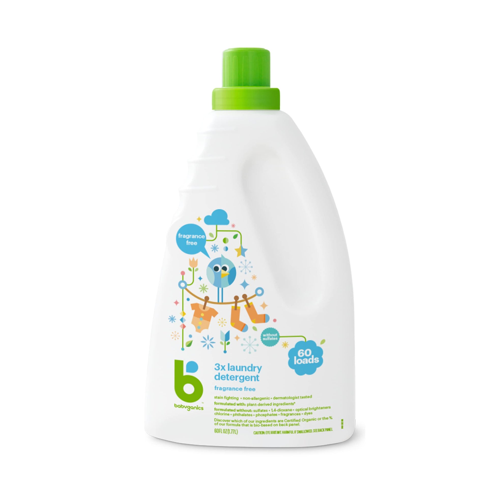 Babyganics Fragrance-Free Baby Laundry Detergent, Simple Ingredients for Gentle Care, Formulated for Delicate Fabrics & Skin, Dye Free, 1.77 Liter, Packaging May Vary 🍁 All In One Marketplace Canada BabyGanics