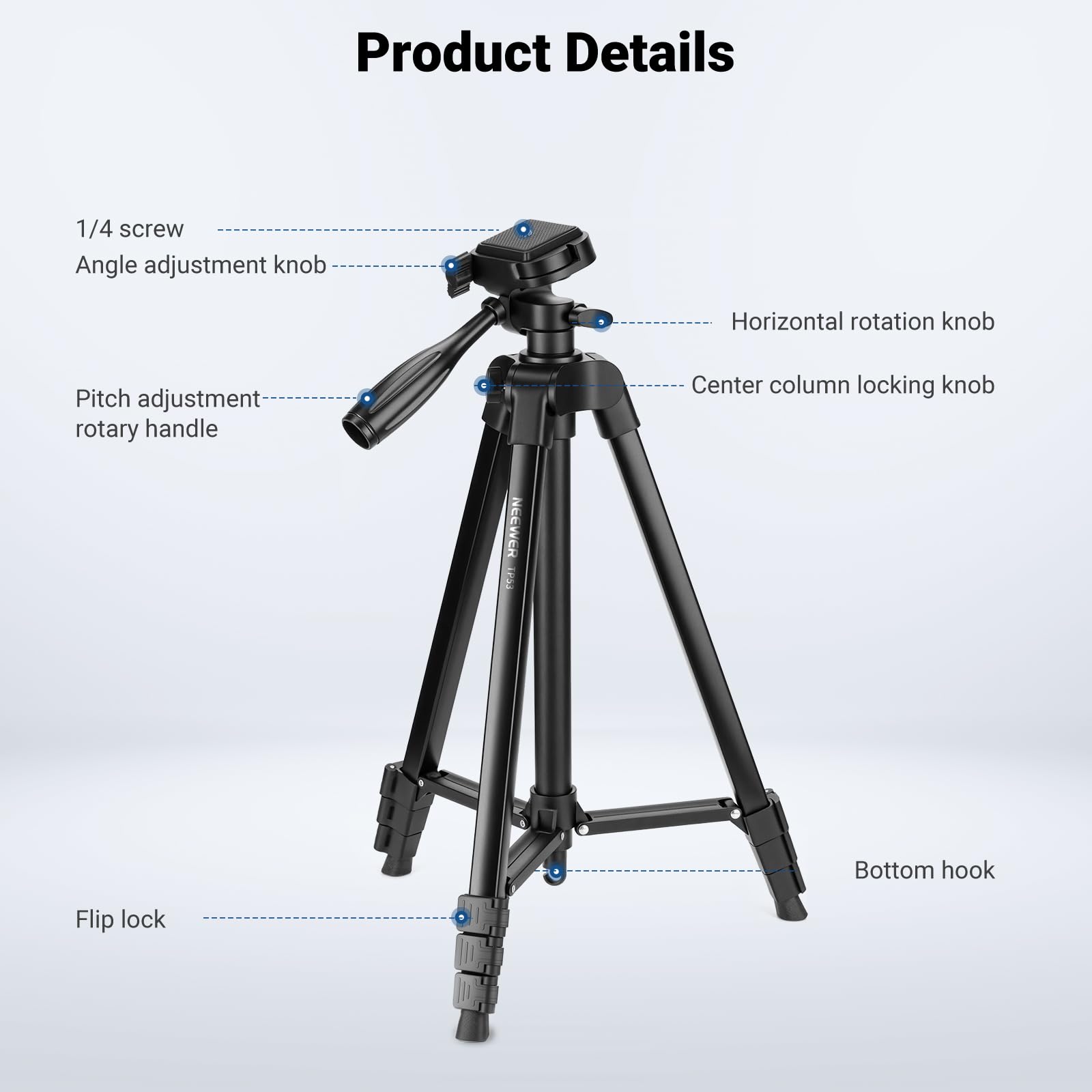 NEEWER Entry Level Version TP53 Tripod for Cell Phone & Camera, Metal NEEWER