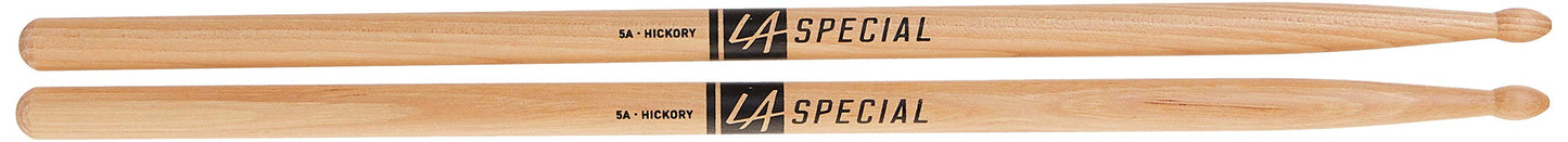 LA Specials Hickory 5A Drum Sticks, Wood Tip, 3-Pair Pack