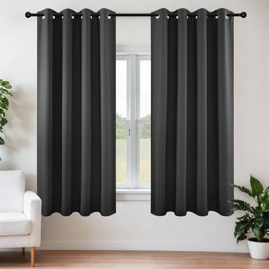 Joydeco Blackout Curtains 63 Inch Length 2 Panels Set, Thermal Insulated Long Curtains& Drapes 2 Burg, Room Darkening Grommet Drapes for Living Room Bedroom Window (W52 x L63 Inch, Dark Grey) 🍁 All In One Marketplace Canada