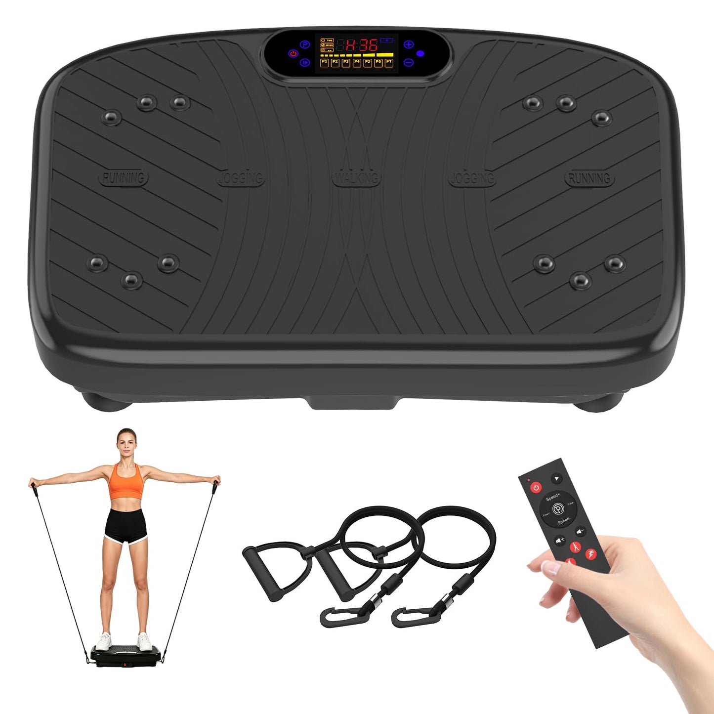 GDCOO Vibration Plate Exercise Machine, Vibrating Plate for Lymphatic Drainage, Vibrating Platform with 200 Adjustable Speeds, Fitness & Weight Loss Vibration Plate, 450 Lbs Max Capacity (Matte Black) - Available at All In One Marketplace Canada