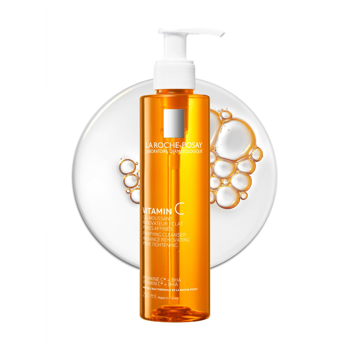 La Roche-Posay Face Cleanser with Pure Vitamin C, Purifying Face Wash to Hydrate Skin with Vitamin C & BHA, Tightens Pores & Boosts Radiance, Safe for All Skin Types, Dermatologist Recommended, 200mL