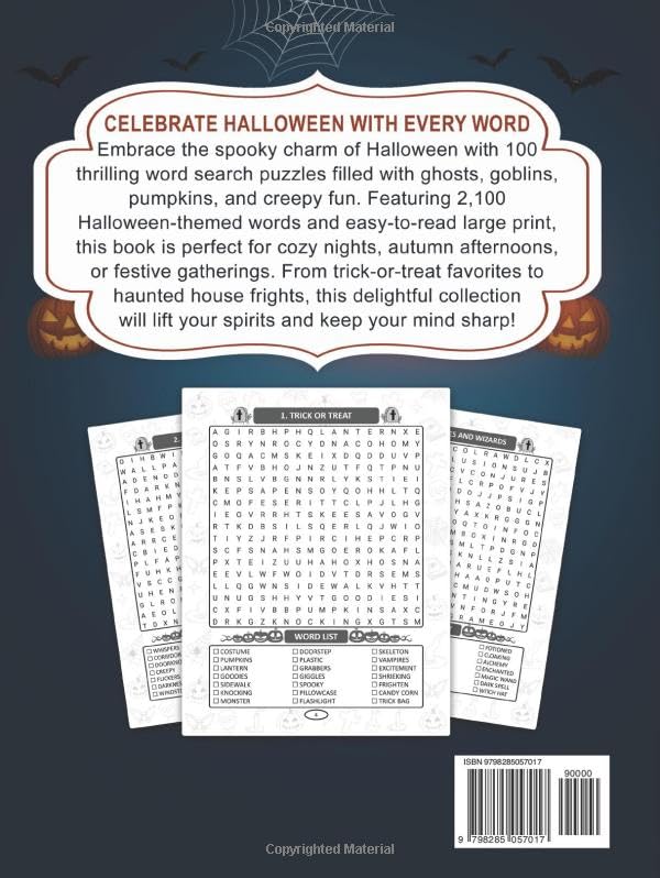 Mots mêlés d'Halloween : 100 grilles en gros caractères avec 2100 mots effrayants et amusants pour célébrer la magie d'Halloween