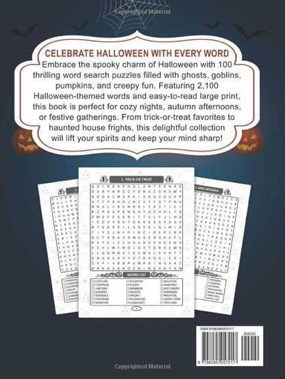 Mots mêlés d'Halloween : 100 grilles en gros caractères avec 2100 mots effrayants et amusants pour célébrer la magie d'Halloween