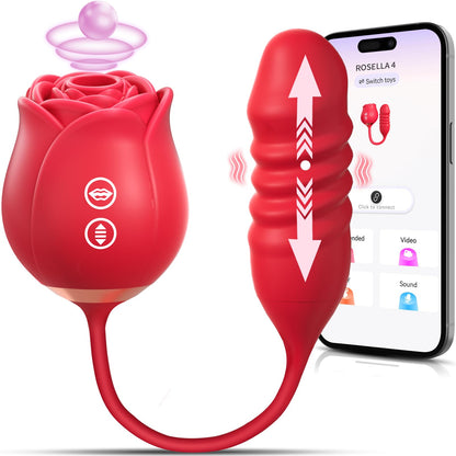Neworld Sex Toys Rose Vibrator with 9 Sucking & Thrusting Dildo Vibrators