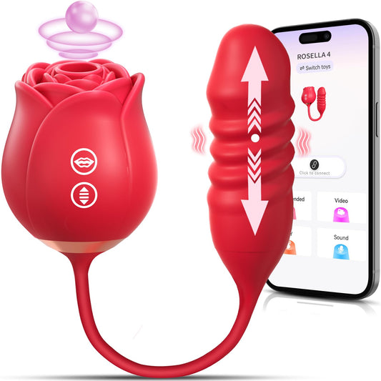 Neworld Sex Toys Rose Vibrator with 9 Sucking & Thrusting Dildo Vibrators