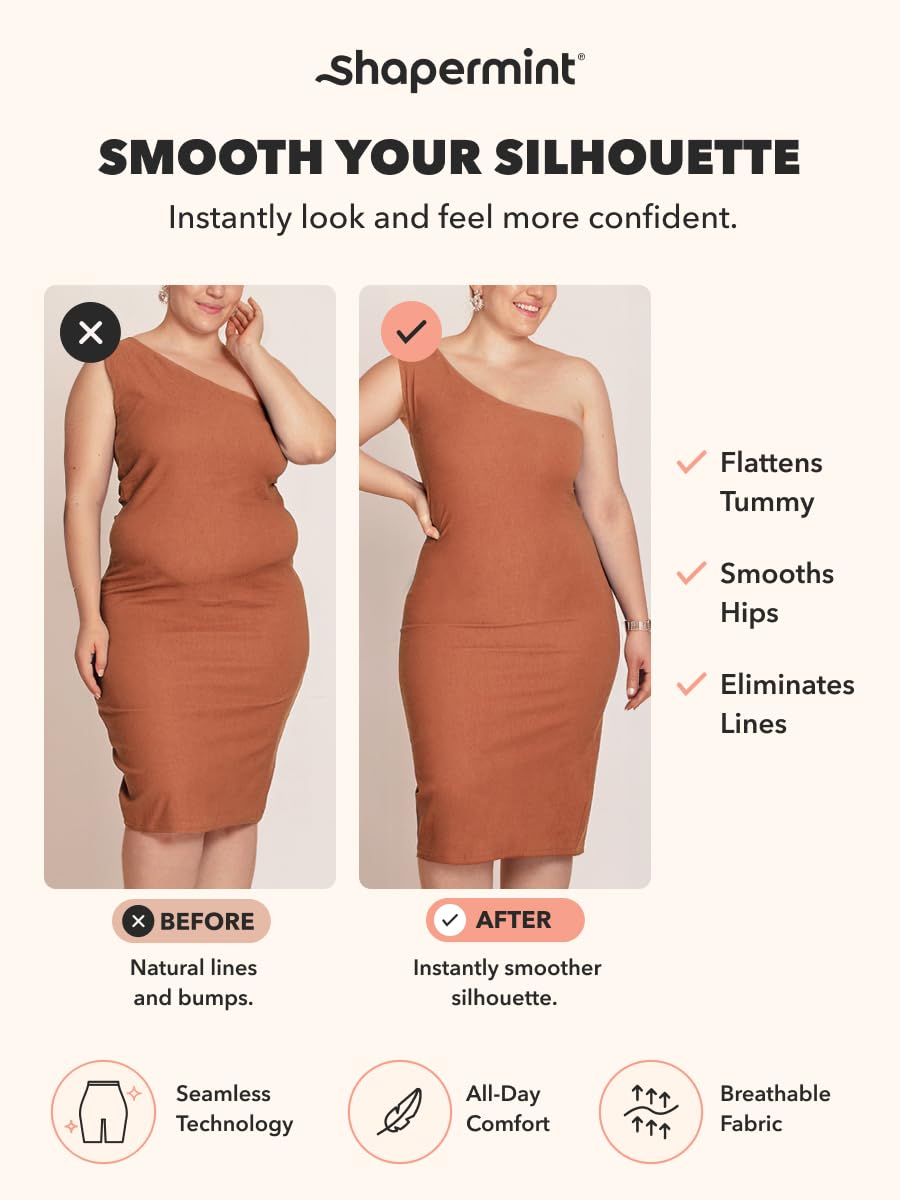 SHAPERMINT All Day Every Day High Waisted Shaper Shorts - Shapewear Women Tummy Control Underwear, Body Shaper for Women Nude