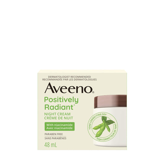 Aveeno Positively Radiant Night Cream with Tone Correcting Soy, 48 mL