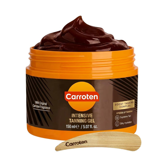 Carroten Intensive Tanning Gel | Browning Indoor/Outdoor Tan Accelerator | Non-Greasy, Water-Resistant with Carrot and Coconut Oil | Vitamin A & E For Moisture & Hydration | Made in Greece | 5 Fl Oz