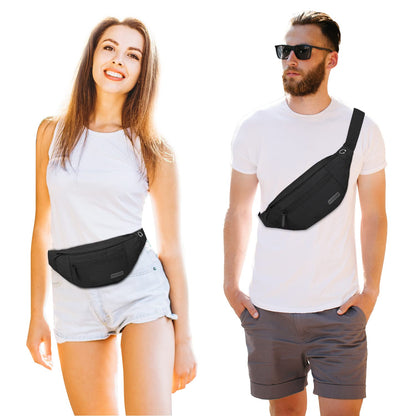 MAXTOP Large Fanny Pack for Women Men with 4-Zipper Pockets Gifts for Enjoy Festival Sports Workout Traveling Running Casual Hands-Free Water-Resistant Sling Waist Pack Bag Carrying of Phones