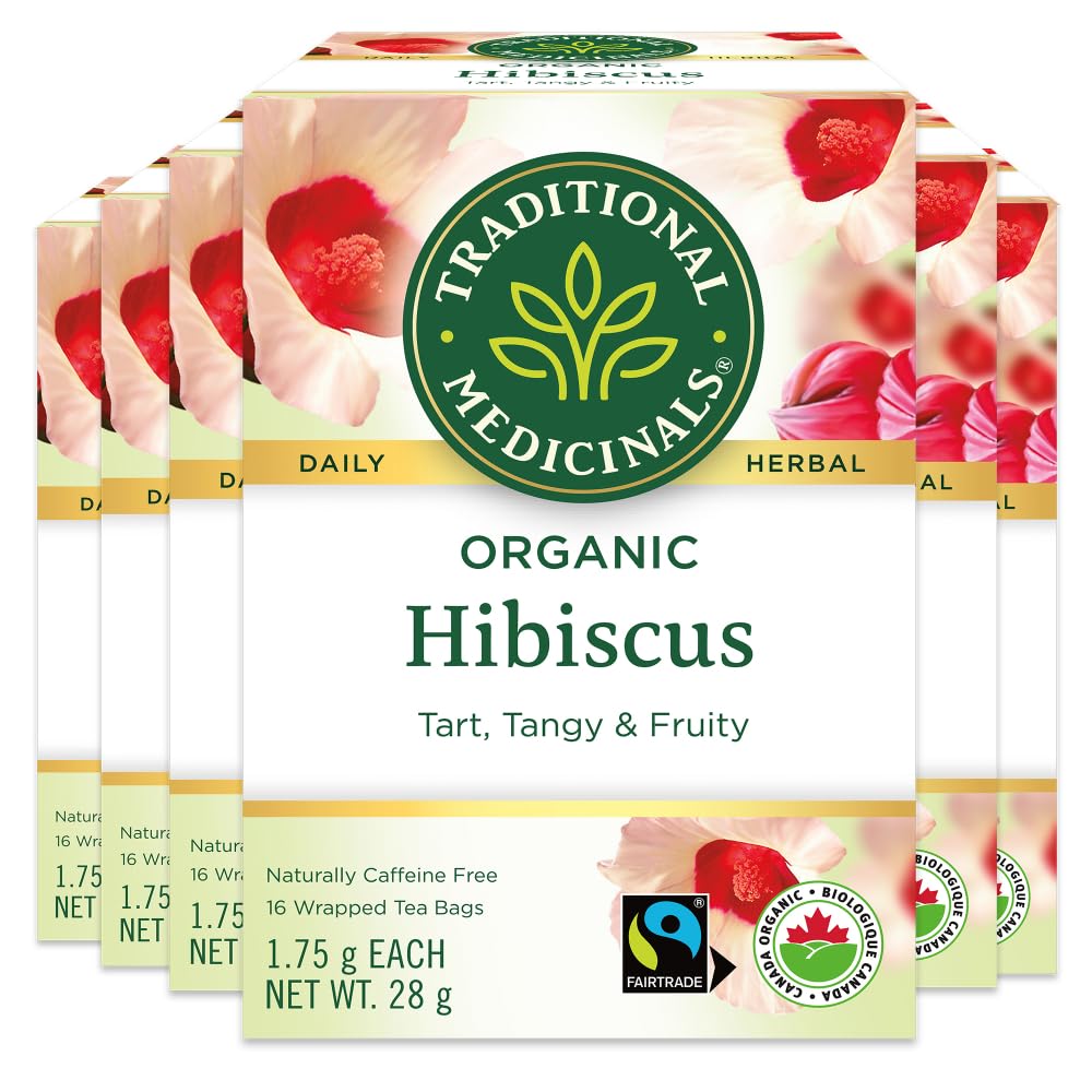 Traditional Medicinals - Tisane biologique d'hibiscus (Paquet de 6) - Ingrédients issus du commerce équitable - Acidulée, piquante et fruitée - 96 sachets de thé au total