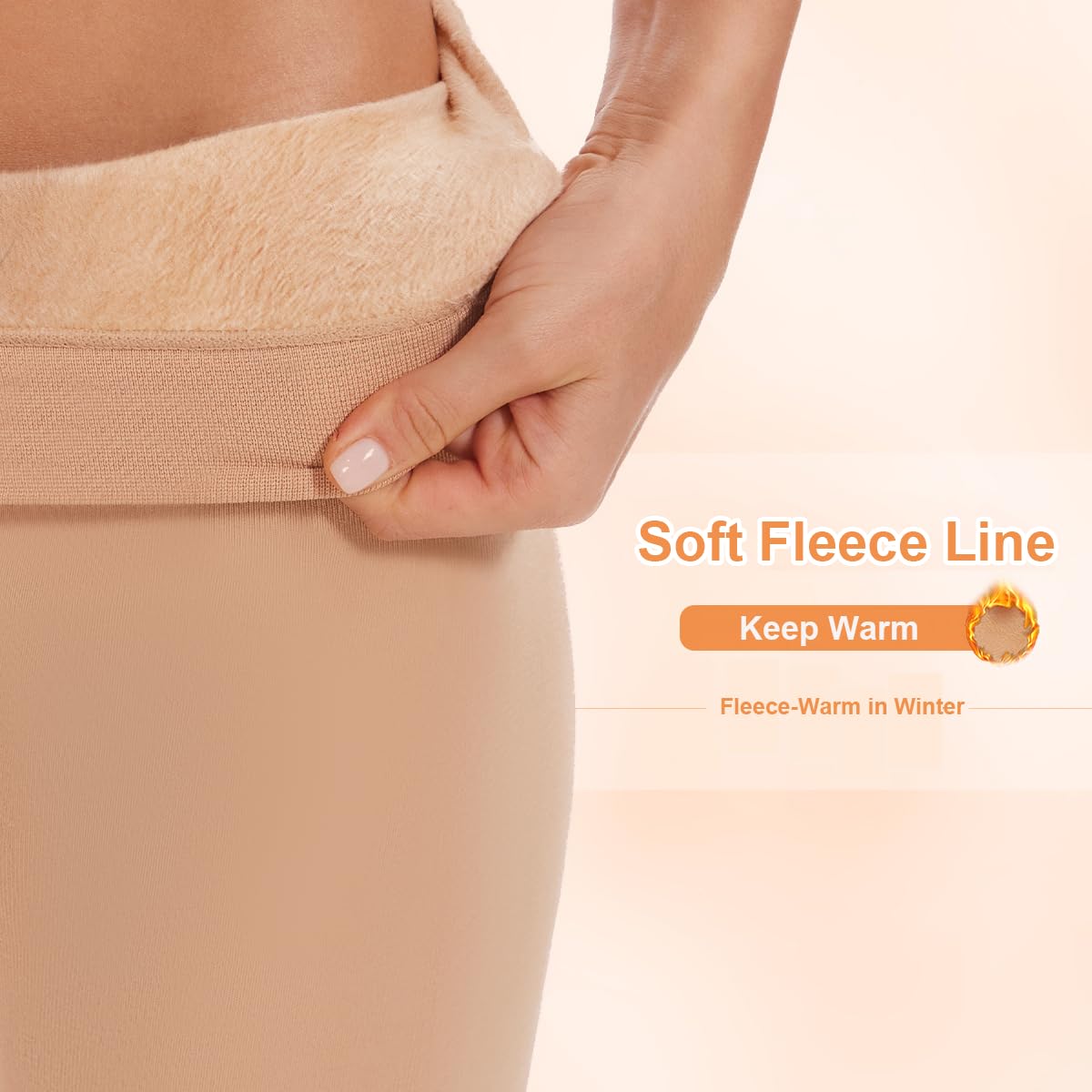 DUCMODA Fleece Lined Tights for Women, Warm Thermal Winter Pantyhose, Soft Opaque Thick Leggings-Beige-S-M 🍁 All In One Marketplace Canada