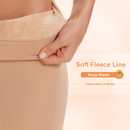 DUCMODA Fleece Lined Tights for Women, Warm Thermal Winter Pantyhose, Soft Opaque Thick Leggings-Beige-S-M 🍁 All In One Marketplace Canada