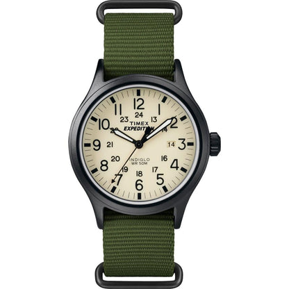 Timex Mens TW4B15500 Expedition Scout 40mm Green/Black/Cream Nylon Slip-Thru Strap Watch Timex