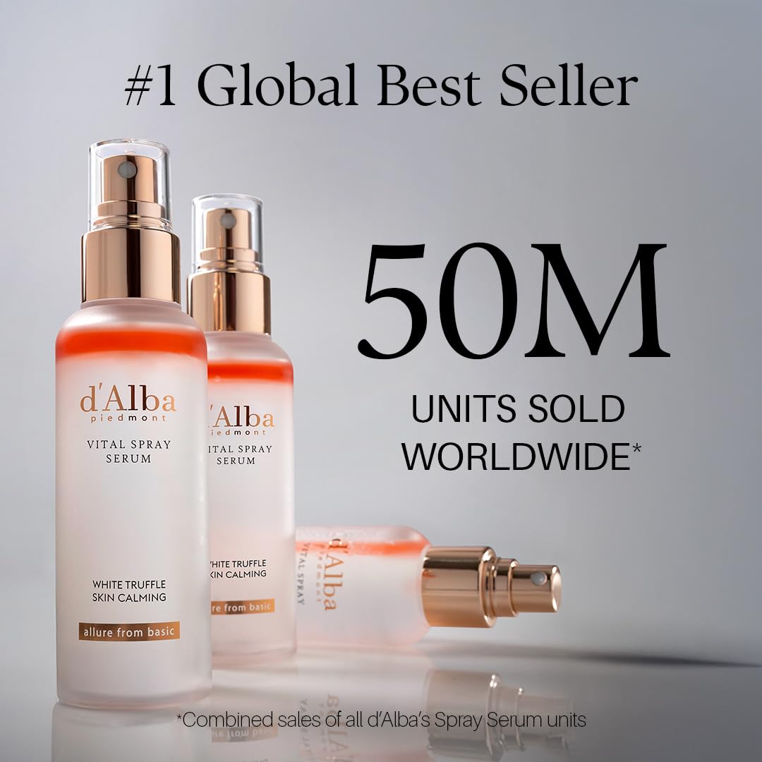 d'alba Piedmont Italian White Truffle Vital Spray Serum, Vegan Skincare, Calming and Hydrating Facial Mist with White Truffles for Red and Sensitive Skin, Glow Serum, Surfactant Free, All in One Care, Korean Skincare - Available at All In One Marketplace Canada