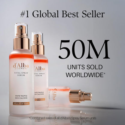 d'alba Piedmont Italian White Truffle Vital Spray Serum, Vegan Skincare, Calming and Hydrating Facial Mist with White Truffles for Red and Sensitive Skin, Glow Serum, Surfactant Free, All in One Care, Korean Skincare - Available at All In One Marketplace Canada