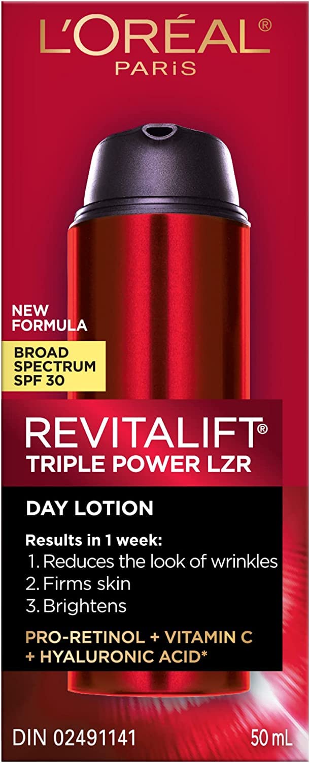 L'Oreal Paris Anti-Aging Day Lotion Spf 30 With Pro-retinol, Vitamin C + Hyaluronic Acid | Revitalift Triple Power Lzr, 50 Milliliters 🍁 All In One Marketplace Canada