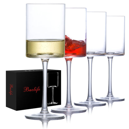 BACLIFE Wine Glasses Set of 4 - Hand Blown Wine Glass 15oz in Gift Packaging - Large White Wine Glass on Long Stem - Unique Modern Shape - for Wedding, Anniversary, Christmas 🍁 All In One Marketplace Canada