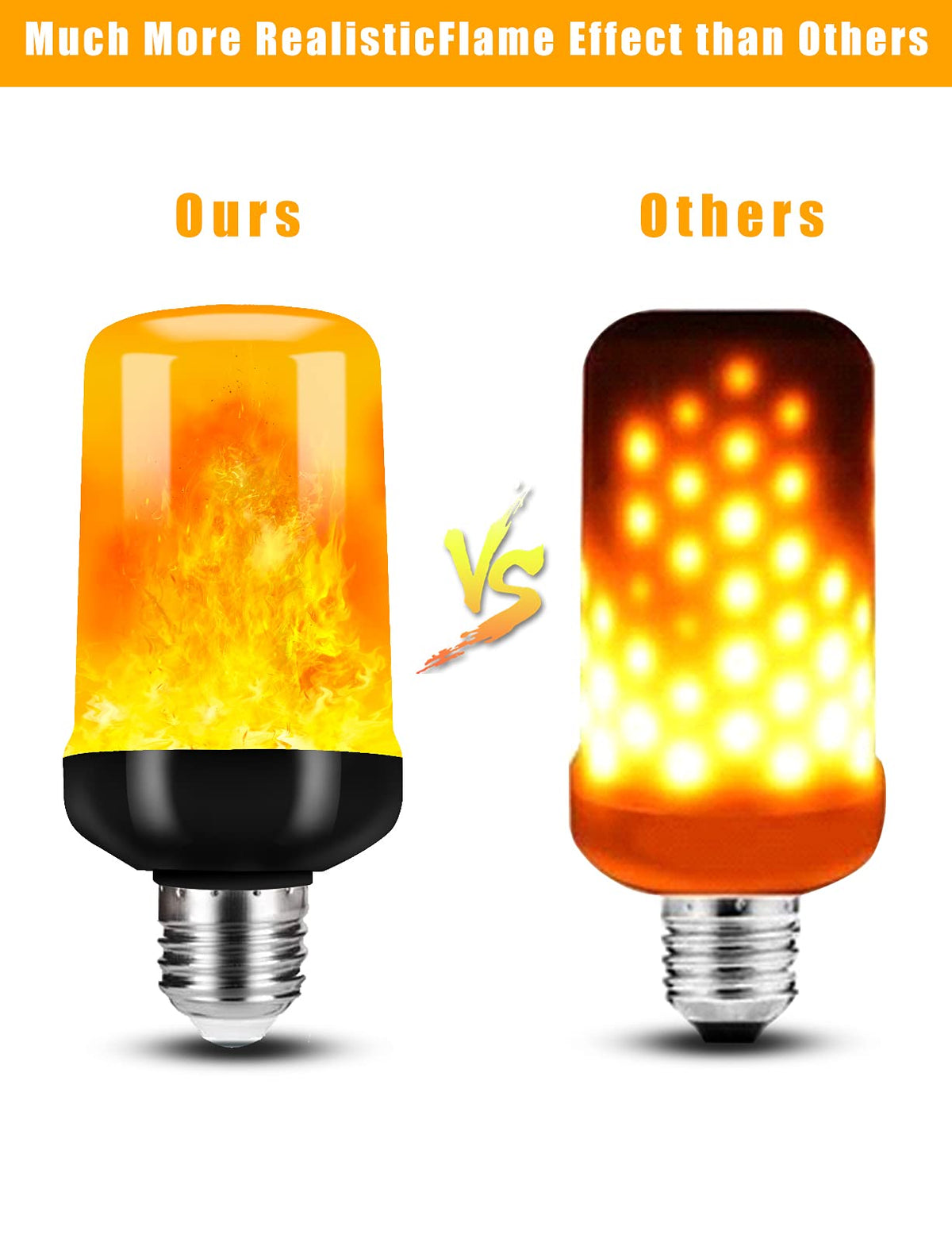 【Upgraded】 Hompavo LED Flame Light Bulb, 4 Modes Flickering Light Bulbs with Upside Down Effect, E26/E27 Base Flame Bulb for Halloween, Christmas, Party, Indoor and Outdoor Home Decoration (2 Pack) 🍁 All In One Marketplace Canada