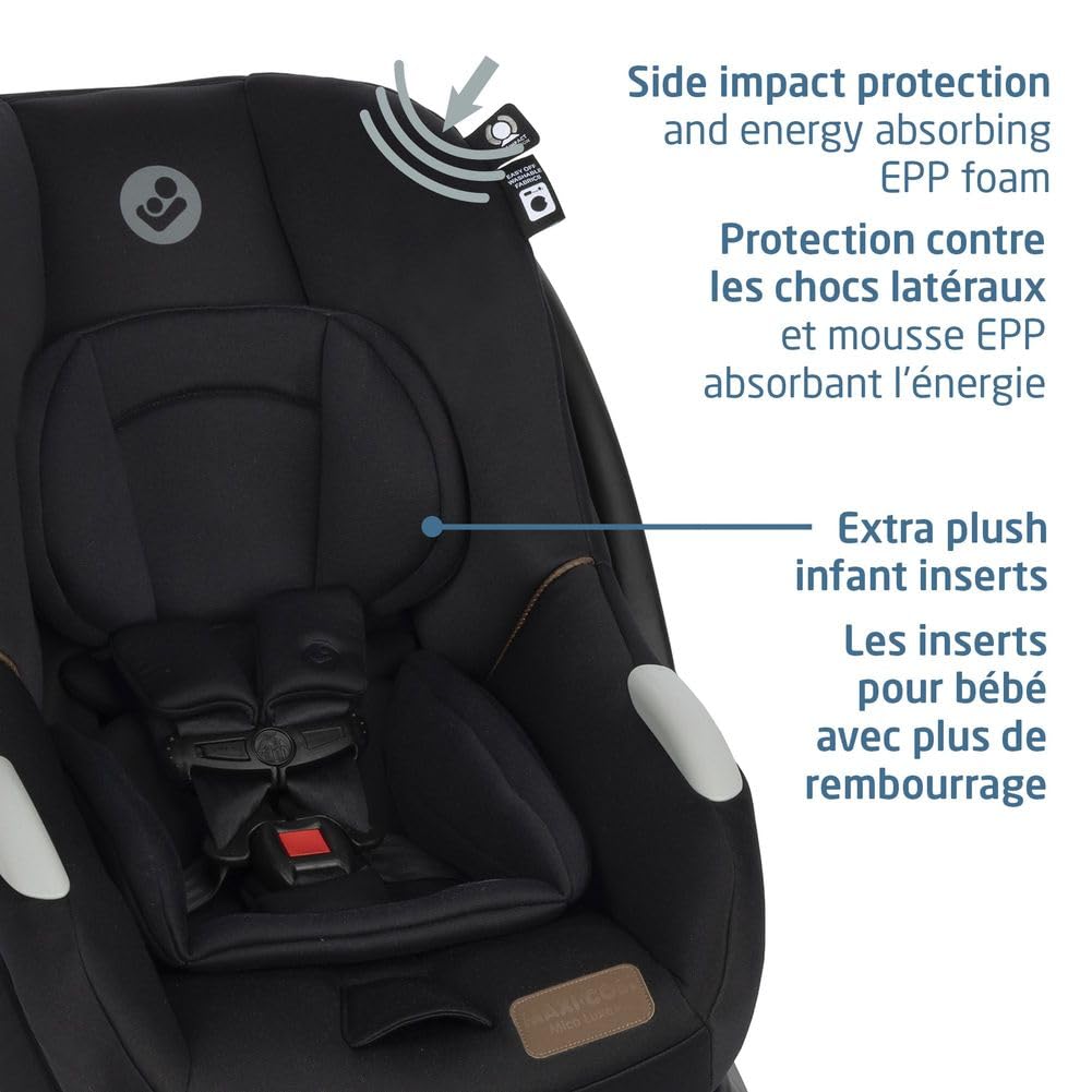 Maxi-Cosi Mico Luxe+ Infant Car Seat, Lightweight, Easy Install with MaxiLock™ Technology, Washable Seat Cover, ClimaFlow™ Ventilation, Side Impact Protection, EcoCare Fabrics Maxi-Cosi