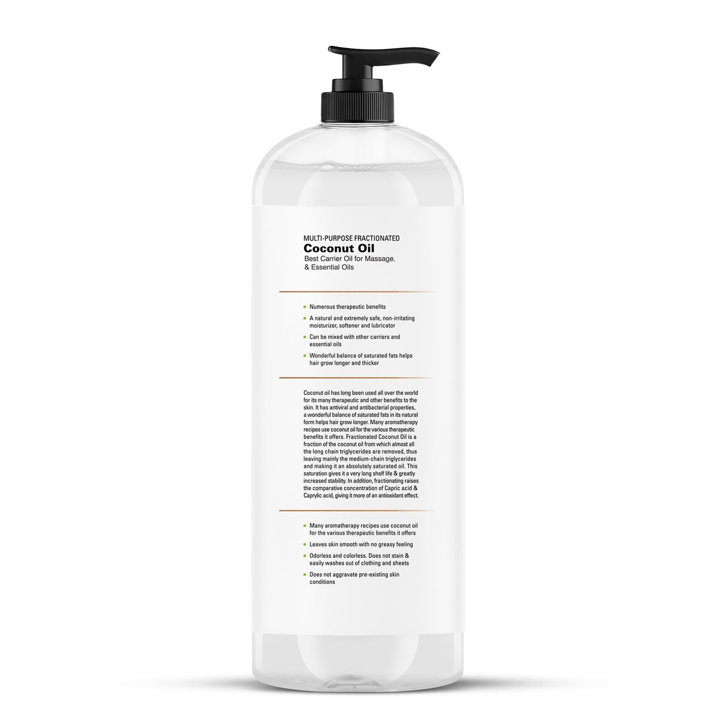 Majestic Pure Fractionated Coconut Oil – Lightweight Liquid Carrier Oil for Essential Oils, Massage, Skin, Hair & DIY Personal Care Applications – 16 Fl Oz - Available at All In One Marketplace Canada