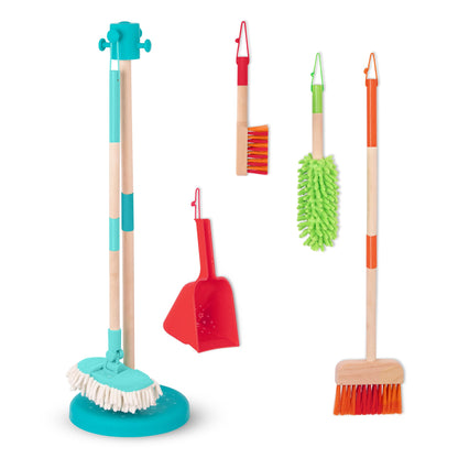 Battat Kids Cleaning Set, Sweep n' Clean Pretend Play Kit, Wooden, Playset
