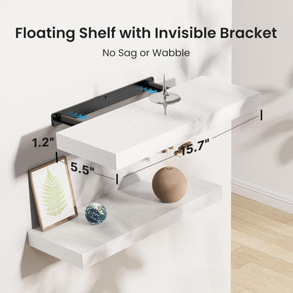 AMADA HOMEFURNISHING Floating Shelves, Wall Shelves for Bathroom/Living Room/Bedroom/Kitchen Decor, White Shelves with Invisible Brackets Set of 3 - AMFS08 - Available at All In One Marketplace Canada